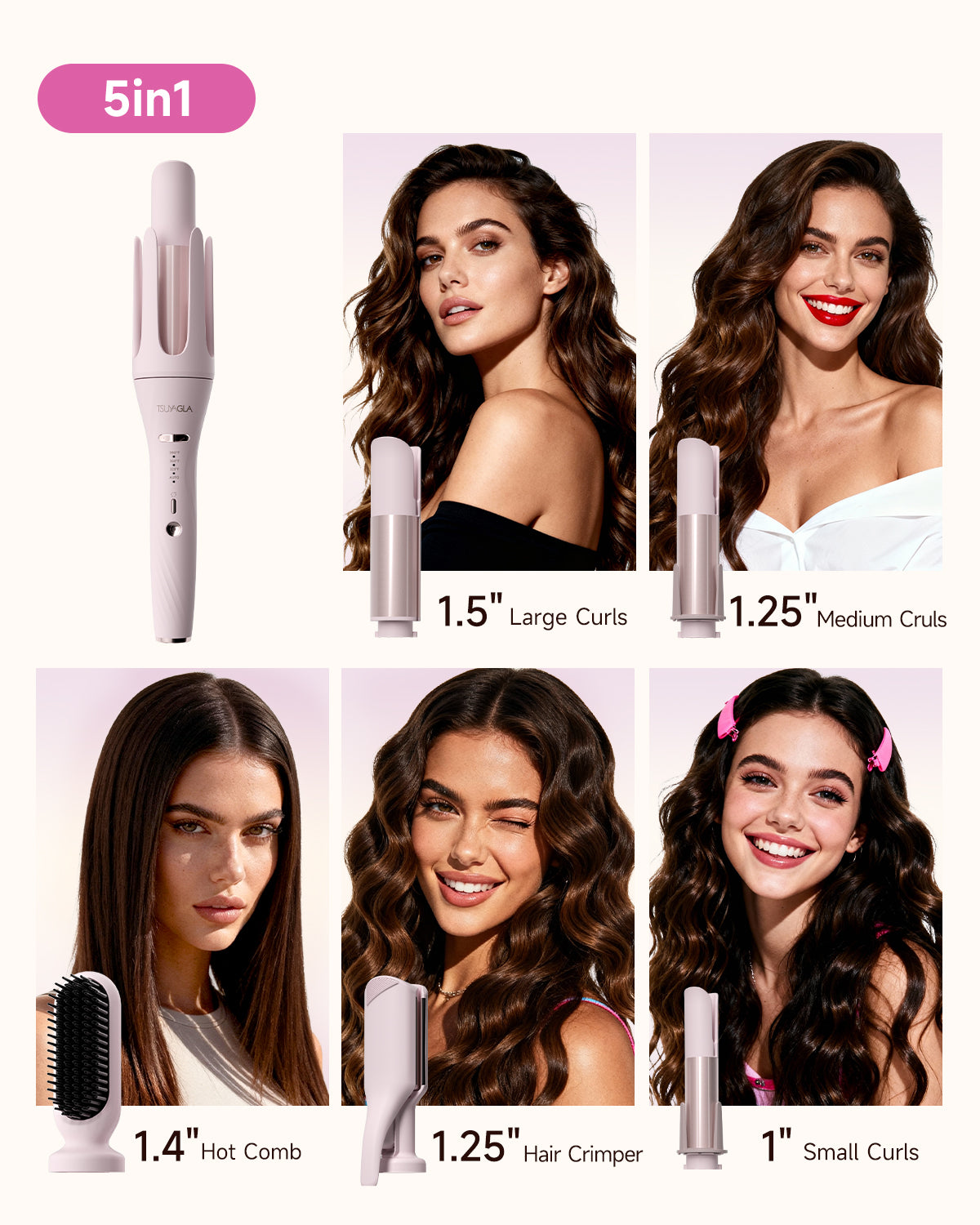 TSUYAGLA Automatic Curling Iron and Straightening Comb Set