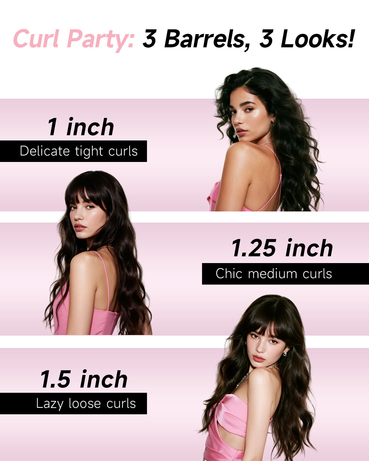 TSUYAGLA 3 in 1 Automatic Curling Iron, Hair Curlers with 3 Curling Barrels (1" - 1.25" - 1.5")