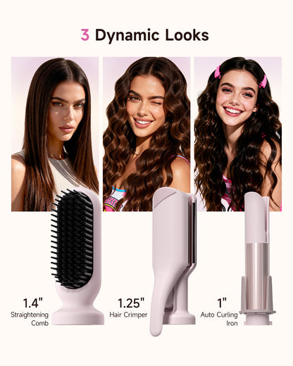 TSUYAGLA Automatic Curling Iron and Straightening Comb Set