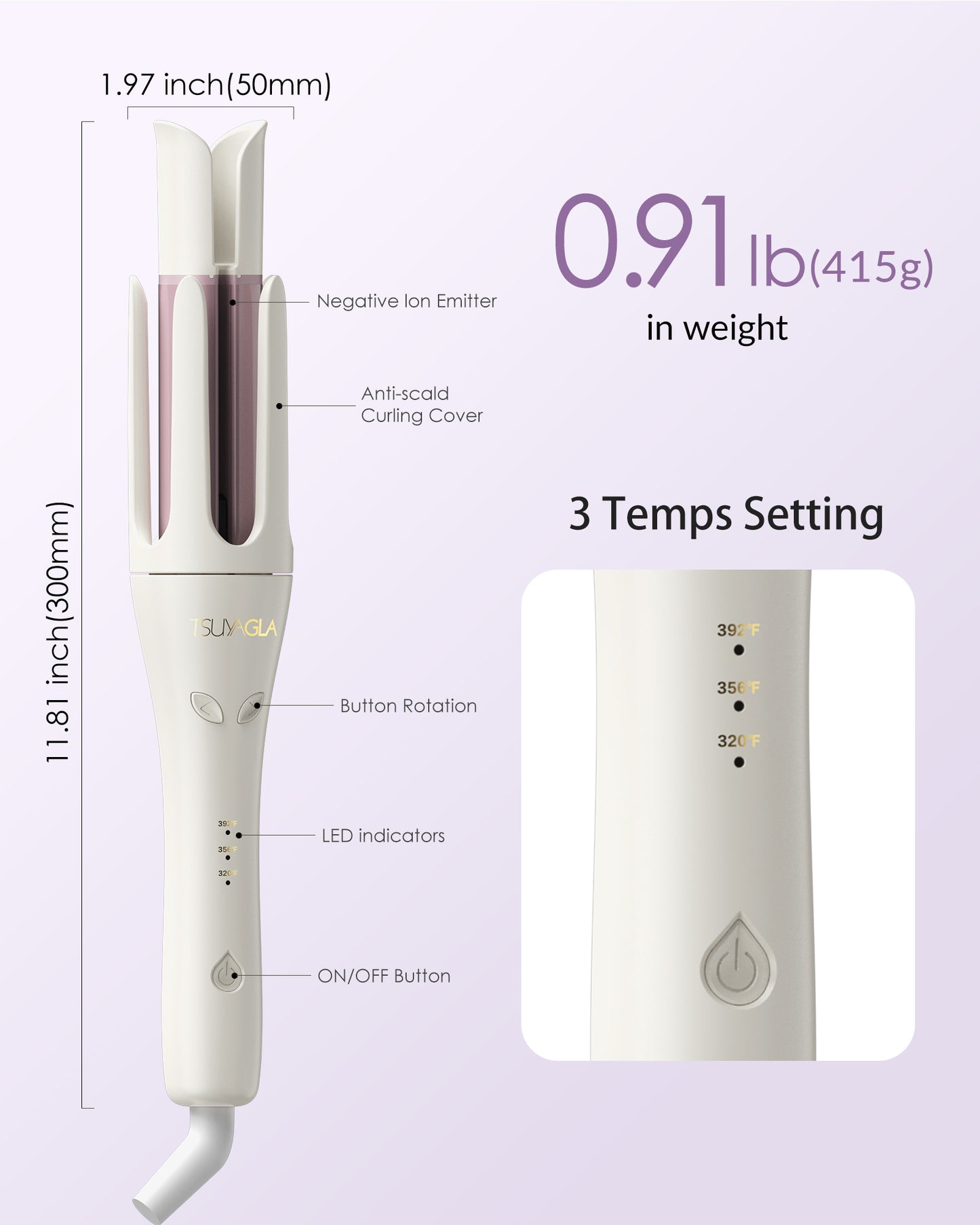 TSUYAGLA Automatic Curling Iron 1.25 Inch