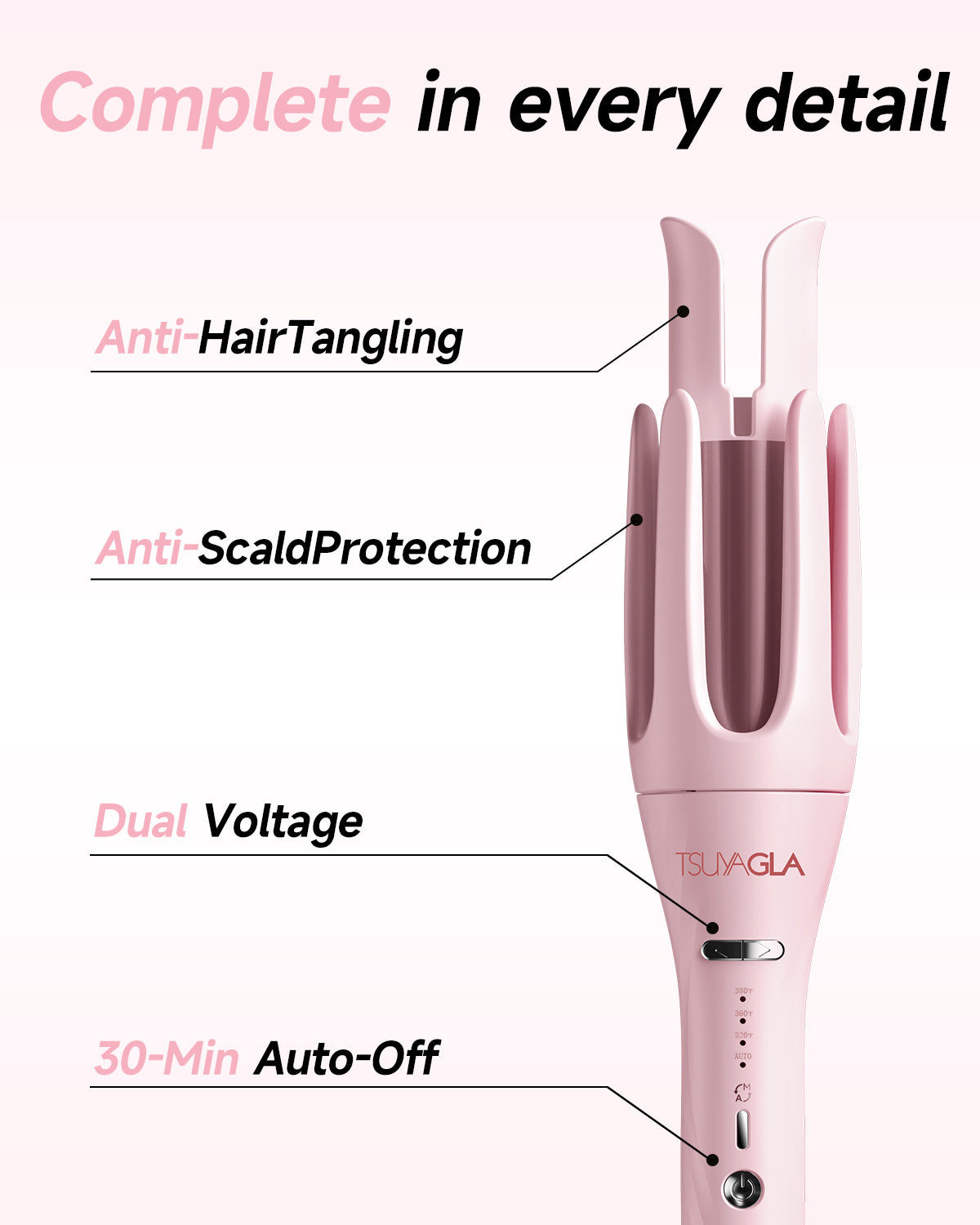 TSUYAGLA 3 in 1 Automatic Curling Iron, Hair Curlers with 3 Curling Barrels (1" - 1.25" - 1.5")