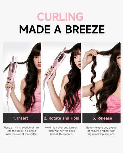 TSUYAGLA 3 in 1 Automatic Curling Iron, Hair Curlers with 3 Curling Barrels (1" - 1.25" - 1.5")