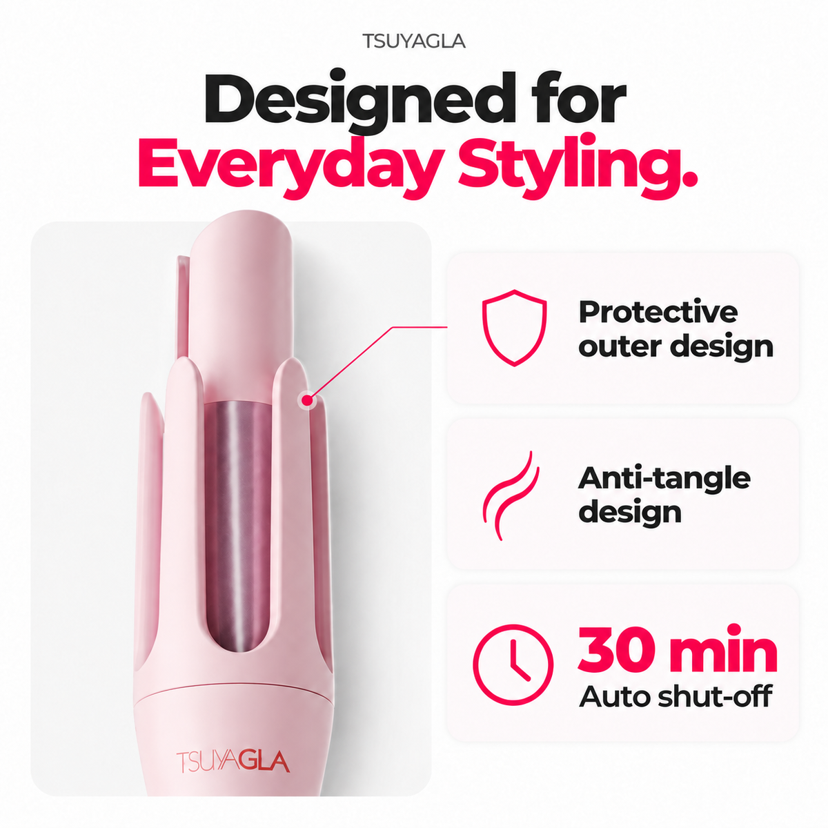 Protector exterior, diseño antienredos y apagado automático a los 30 minutos